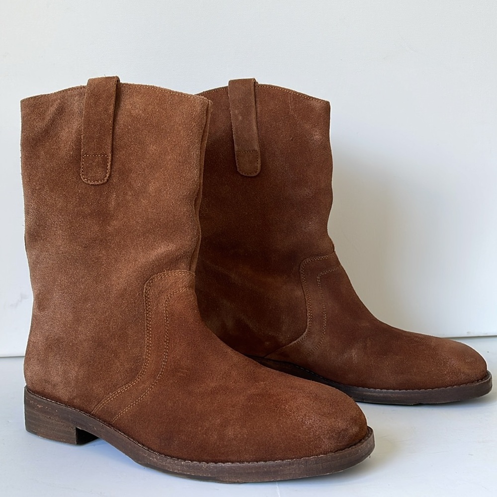 Free People Easton Suede Equestrian Bootie Women’s 9.5M Brown Pull-On Western - Picture 2 of 11